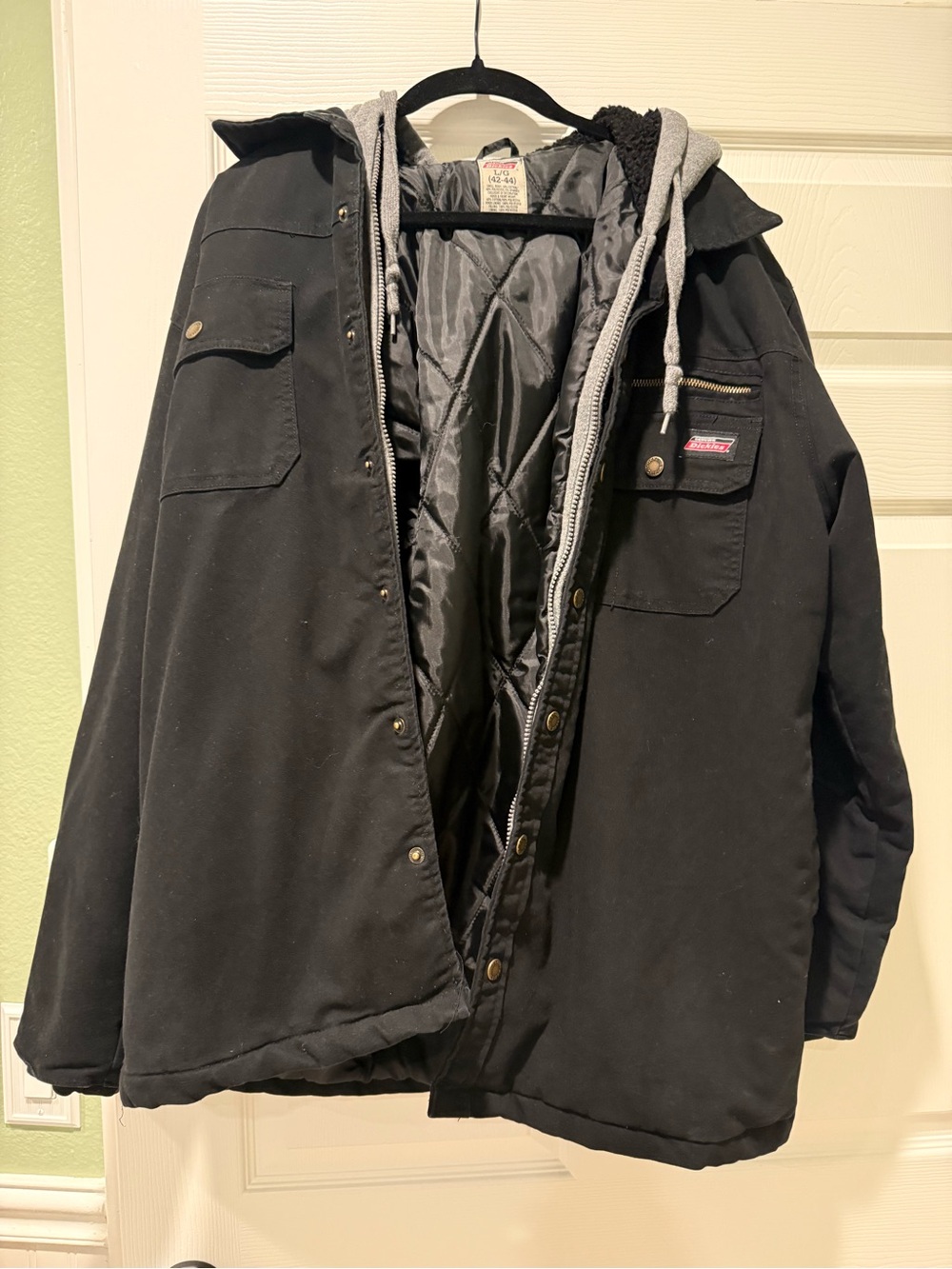 Dickies Black Work Coat with Gray Hood Insert